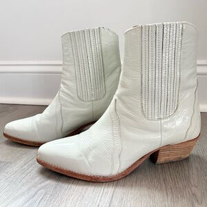 Free People New Frontier Chelsea Ivory Patent Leather Western Bootie